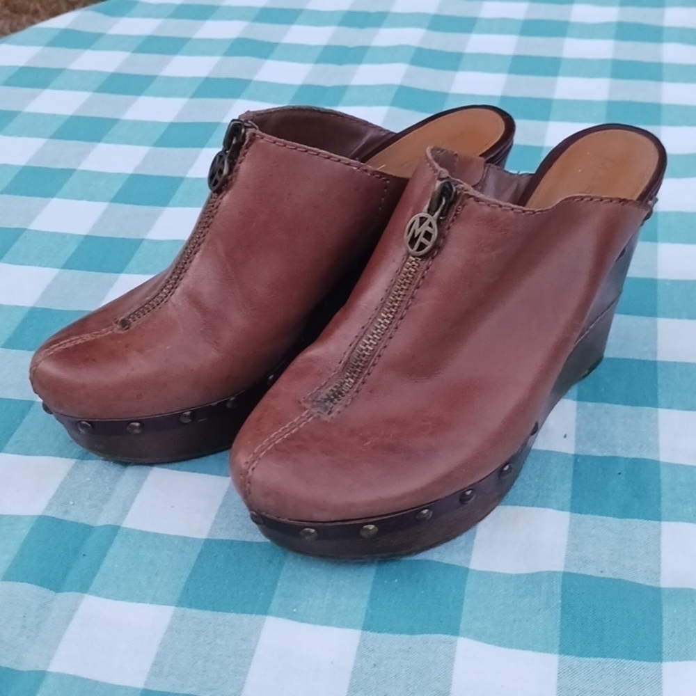 Marc Fisher Leather Zippered Clogs